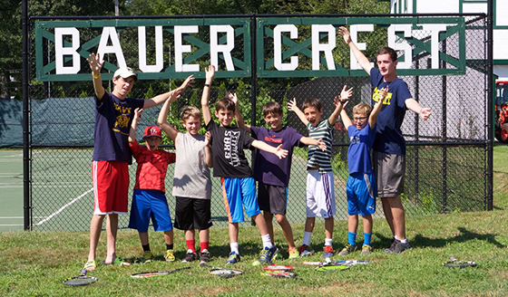 Bauercrest campers at the tennis court